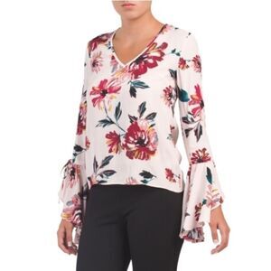 1. State V neck Cascade blouse